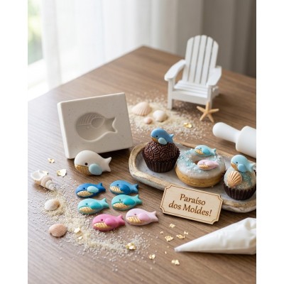 Molde de Silicone Confeitaria Biscuit Mini Baleia 2343