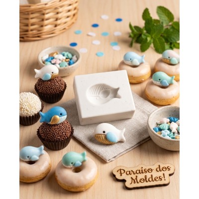 Molde de Silicone Confeitaria Biscuit Mini Baleia 2343