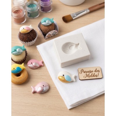 Molde de Silicone Confeitaria Biscuit Mini Baleia 2343