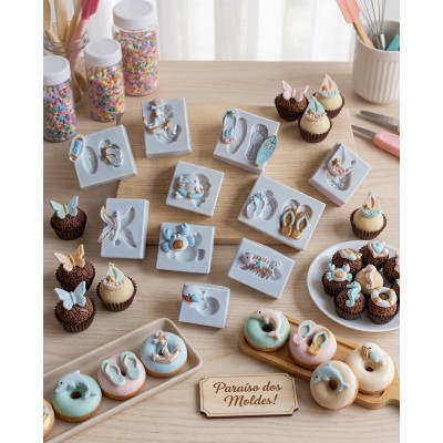Molde de Silicone Confeitaria Biscuit Kit Miniaturas Praia 2341