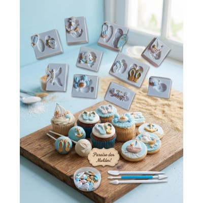 Molde de Silicone Confeitaria Biscuit Kit Miniaturas Praia 2341