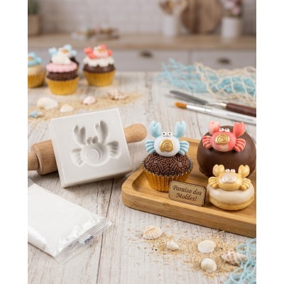 Molde de Silicone Confeitaria Biscuit Siri Praia 2349