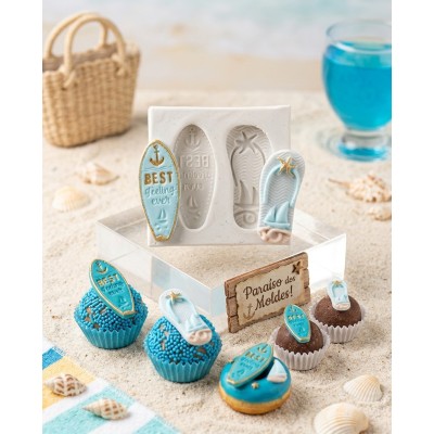 Molde de Silicone Confeitaria Biscuit Sandalia e Prancha 2350