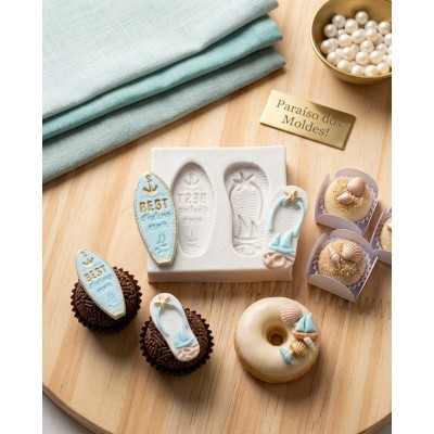 Molde de Silicone Confeitaria Biscuit Sandalia e Prancha 2350