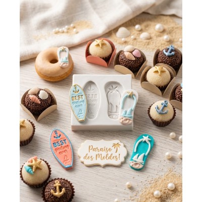 Molde de Silicone Confeitaria Biscuit Sandalia e Prancha 2350