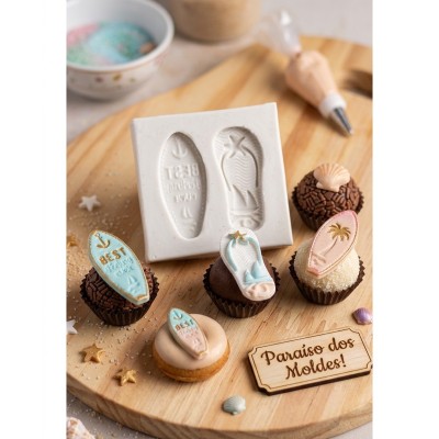 Molde de Silicone Confeitaria Biscuit Sandalia e Prancha 2350