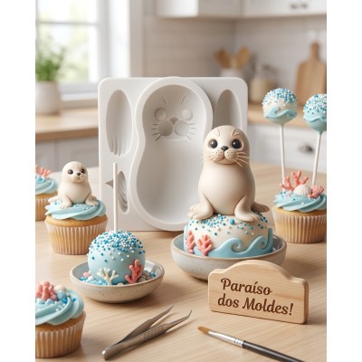 Molde de Silicone Leão Marinho 2406 Confeitaria Biscuit