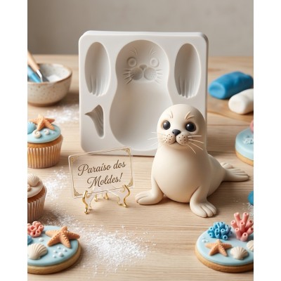 Molde de Silicone Leão Marinho 2406 Confeitaria Biscuit