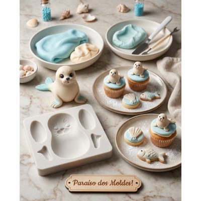 Molde de Silicone Leão Marinho 2406 Confeitaria Biscuit