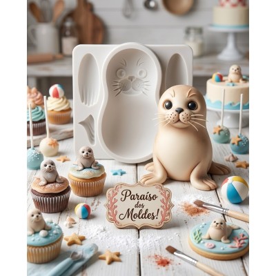 Molde de Silicone Leão Marinho 2406 Confeitaria Biscuit