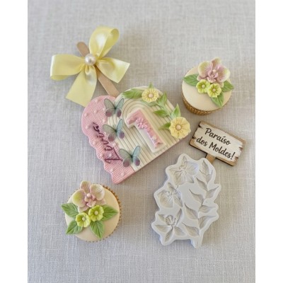 Molde de Silicone Confeitaria Biscuit Floral Romântico 2267