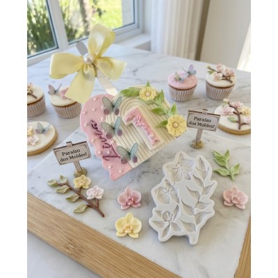 Molde de Silicone Confeitaria Biscuit Floral Romântico 2267