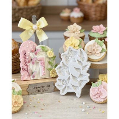 Molde de Silicone Confeitaria Biscuit Floral Romântico 2267