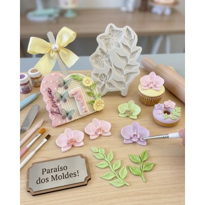 Molde de Silicone Confeitaria Biscuit Floral Romântico 2267
