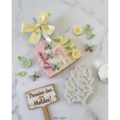 Molde de Silicone Confeitaria Biscuit Floral Romântico 2267