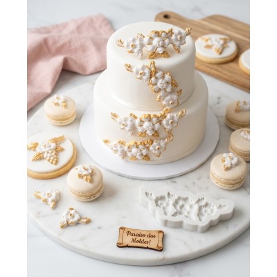 Molde de Silicone Confeitaria Biscuit Arabesco Delicado 2222