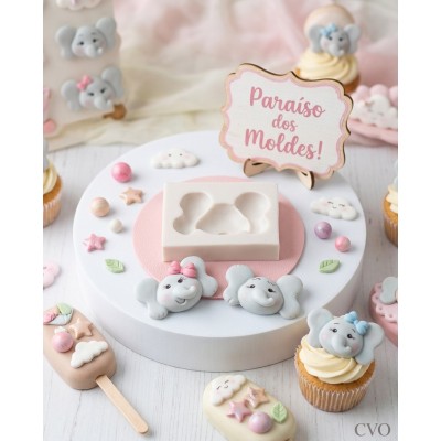 Molde de Silicone Carinha Elefante Fofucha - 1174