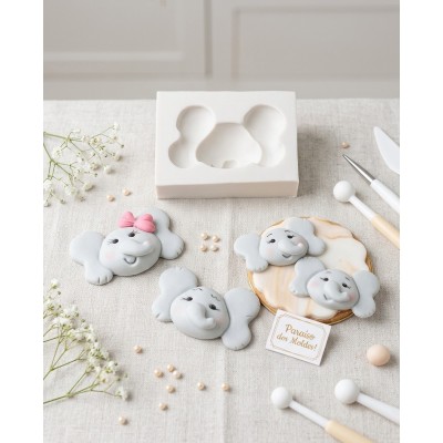 Molde de Silicone Carinha Elefante Fofucha - 1174