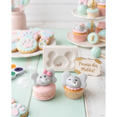 Molde de Silicone Carinha Elefante Fofucha - 1174