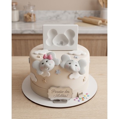 Molde de Silicone Carinha Elefante Fofucha - 1174