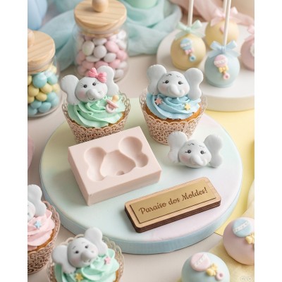 Molde de Silicone Carinha Elefante Fofucha - 1174