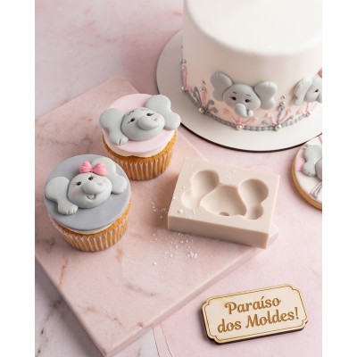 Molde de Silicone Carinha Elefante Fofucha - 1174