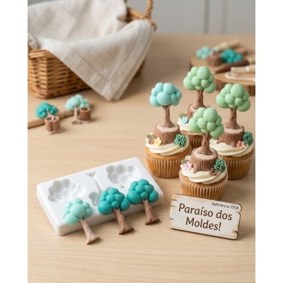 Molde de Silicone para Confeitaria Árvores