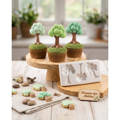Molde de Silicone para Confeitaria Árvores