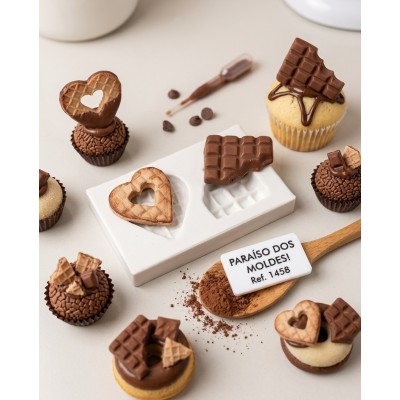 Molde de Silicone Waffer e Chocolate Mordido - 1458