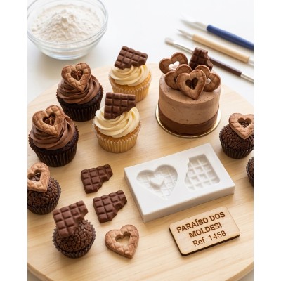 Molde de Silicone Waffer e Chocolate Mordido - 1458