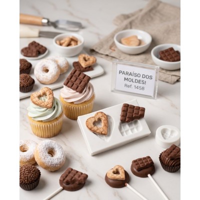 Molde de Silicone Waffer e Chocolate Mordido - 1458