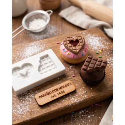 Molde de Silicone Waffer e Chocolate Mordido - 1458